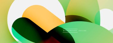 Yuvarlak şekiller daireler ve diğer geometrik şekiller. Duvar kağıdı afişi arkaplan kartı veya iniş sayfası için vektör illüstrasyonu