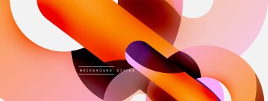 Yuvarlak şekiller daireler ve diğer geometrik şekiller. Duvar kağıdı afişi arkaplan kartı veya iniş sayfası için vektör illüstrasyonu