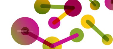 Soyut arkaplan. Yuvarlak noktalar çizgilerle birleşti. Duvar kağıdı, afiş, arkaplan veya iniş için moda tekno iş şablonu