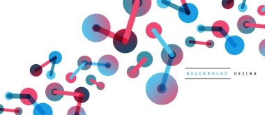 Soyut arkaplan. Yuvarlak noktalar çizgilerle birleşti. Duvar kağıdı, afiş, arkaplan veya iniş için moda tekno iş şablonu