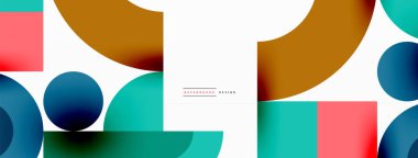 Çember ve kare geometrik arkaplan. Duvar kağıdı, pankart, arkaplan ya da iniş için üçgen ve kareli yuvarlak şekiller