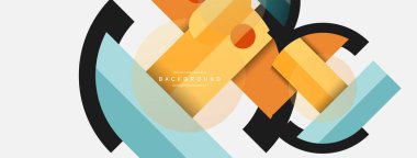 Yuvarlak geometrik şekiller çizgiler ve daireler. Duvar kağıdı afişi ya da iniş sayfası için vektör şablonu