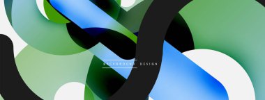 Yuvarlak şekiller daireler ve diğer geometrik şekiller. Duvar kağıdı afişi arkaplan kartı veya iniş sayfası için vektör illüstrasyonu