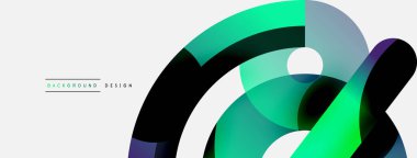 Yuvarlak şekiller daireler ve diğer geometrik şekiller. Duvar kağıdı afişi arkaplan kartı veya iniş sayfası için vektör illüstrasyonu