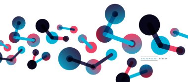 Soyut arkaplan. Yuvarlak noktalar çizgilerle birleşti. Duvar kağıdı, afiş, arkaplan veya iniş için moda tekno iş şablonu