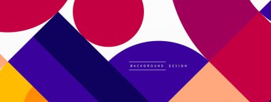 Çember ve kare geometrik arkaplan. Duvar kağıdı, pankart, arkaplan ya da iniş için üçgen ve kareli yuvarlak şekiller