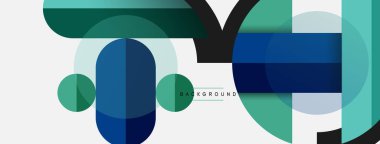 Geometrik şekiller bileşim soyut arkaplan. Çember çizgileri ve dikdörtgenler. Duvar kağıdı afişi veya iniş sayfası için vektör illüstrasyonu