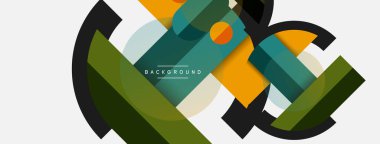 Yuvarlak geometrik şekiller çizgiler ve daireler. Duvar kağıdı afişi ya da iniş sayfası için vektör şablonu