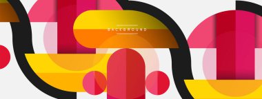 Geometrik şekiller bileşim soyut arkaplan. Çember çizgileri ve dikdörtgenler. Duvar kağıdı afişi veya iniş sayfası için vektör illüstrasyonu