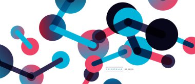 Soyut arkaplan. Yuvarlak noktalar çizgilerle birleşti. Duvar kağıdı, afiş, arkaplan veya iniş için moda tekno iş şablonu