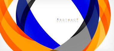 Geometrik soyut arkaplan. Üst üste binen renk şekilleriyle çember oluşturuldu. Duvar Kağıdı, Sancak, Arkaplan, İniş Sayfası için Vektör İllüstrasyonu