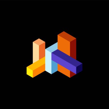 Soyut arkaplan. 3 boyutlu küp, küp elementler ve bloklar. Duvar kağıdı, afiş, arkaplan, iniş sayfası için tekno veya iş konsepti