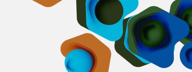 Beyaz arka planda renkli ok şekilleri. Minimum geometrik soyut arkaplan. Duvar kağıdı afişi veya iniş sayfası için vektör illüstrasyonu