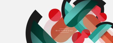 Yuvarlak geometrik şekiller çizgiler ve daireler. Duvar kağıdı afişi ya da iniş sayfası için vektör şablonu