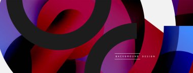 Yuvarlak şekiller daireler ve diğer geometrik şekiller. Duvar kağıdı afişi arkaplan kartı veya iniş sayfası için vektör illüstrasyonu