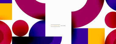 Çember ve kare geometrik arkaplan. Duvar kağıdı, pankart, arkaplan ya da iniş için üçgen ve kareli yuvarlak şekiller