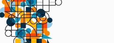 Minimum geometrik soyut arkaplan. Çember kare ve üçgen tasarım. Duvar kağıdı, afiş, arkaplan veya iniş için moda tekno iş şablonu