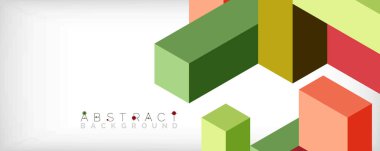 Soyut arkaplan. 3 boyutlu küp, küp elementler ve bloklar. Duvar kağıdı, afiş, arkaplan, iniş sayfası için tekno veya iş konsepti