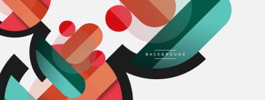 Geometrik şekiller bileşim soyut arkaplan. Çember çizgileri ve dikdörtgenler. Duvar kağıdı afişi veya iniş sayfası için vektör illüstrasyonu