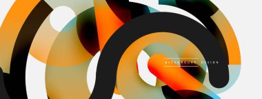 Yuvarlak şekiller daireler ve diğer geometrik şekiller. Duvar kağıdı afişi arkaplan kartı veya iniş sayfası için vektör illüstrasyonu