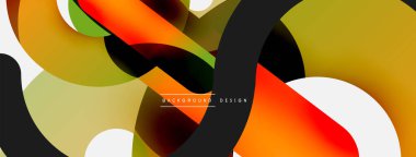 Yuvarlak şekiller daireler ve diğer geometrik şekiller. Duvar kağıdı afişi arkaplan kartı veya iniş sayfası için vektör illüstrasyonu