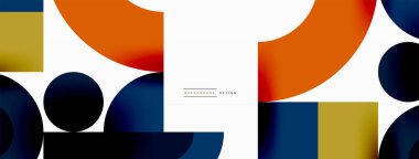 Çember ve kare geometrik arkaplan. Duvar kağıdı, pankart, arkaplan ya da iniş için üçgen ve kareli yuvarlak şekiller