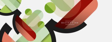 Yuvarlak geometrik şekiller çizgiler ve daireler. Duvar kağıdı afişi ya da iniş sayfası için vektör şablonu