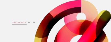 Yuvarlak şekiller daireler ve diğer geometrik şekiller. Duvar kağıdı afişi arkaplan kartı veya iniş sayfası için vektör illüstrasyonu