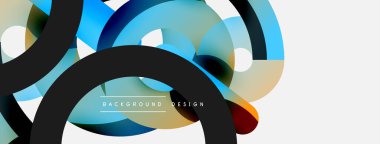 Yuvarlak şekiller daireler ve diğer geometrik şekiller. Duvar kağıdı afişi arkaplan kartı veya iniş sayfası için vektör illüstrasyonu