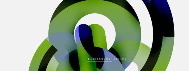 Yuvarlak şekiller daireler ve diğer geometrik şekiller. Duvar kağıdı afişi arkaplan kartı veya iniş sayfası için vektör illüstrasyonu