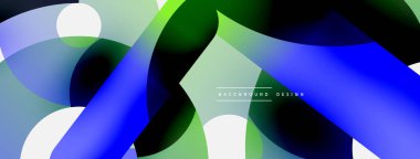 Yuvarlak şekiller daireler ve diğer geometrik şekiller. Duvar kağıdı afişi arkaplan kartı veya iniş sayfası için vektör illüstrasyonu