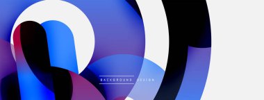 Yuvarlak şekiller daireler ve diğer geometrik şekiller. Duvar kağıdı afişi arkaplan kartı veya iniş sayfası için vektör illüstrasyonu