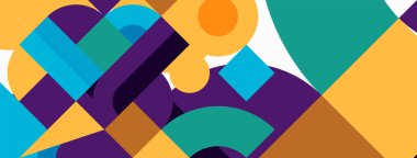 Çember ve kare geometrik arkaplan. Duvar kağıdı, pankart, arkaplan ya da iniş için üçgen ve kareli yuvarlak şekiller