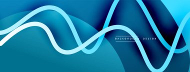 Gölge efektli dalga çizgisi olan soyut gradyan arkaplan. Geometrik bileşim. 3B gölge efektleri ve sıvı eğimleri