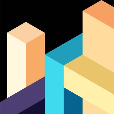 Soyut arkaplan. 3 boyutlu küp, küp elementler ve bloklar. Duvar kağıdı, afiş, arkaplan, iniş sayfası için tekno veya iş konsepti