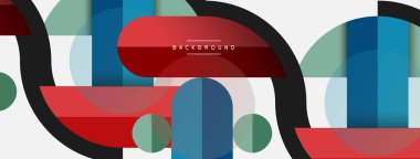 Yuvarlak geometrik şekiller çizgiler ve daireler. Duvar kağıdı afişi ya da iniş sayfası için vektör şablonu