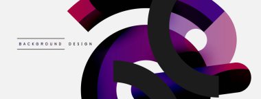 Yuvarlak şekiller daireler ve diğer geometrik şekiller. Duvar kağıdı afişi arkaplan kartı veya iniş sayfası için vektör illüstrasyonu