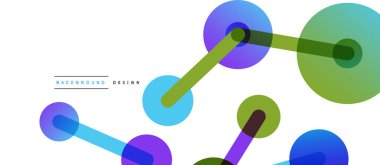 Çizgi noktaları geometrik soyut arkaplan bağlantıları. Çizgilerle birbirine bağlı çemberler. Duvar kağıdı, afiş, arkaplan veya iniş için moda tekno iş şablonu