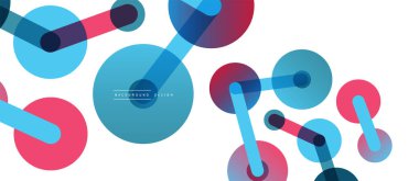 Soyut arkaplan. Yuvarlak noktalar çizgilerle birleşti. Duvar kağıdı, afiş, arkaplan veya iniş için moda tekno iş şablonu