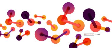 Çizgi noktaları geometrik soyut arkaplan bağlantıları. Çizgilerle birbirine bağlı çemberler. Duvar kağıdı, afiş, arkaplan veya iniş için moda tekno iş şablonu