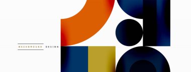 Çember ve kare geometrik arkaplan. Duvar kağıdı, pankart, arkaplan ya da iniş için üçgen ve kareli yuvarlak şekiller