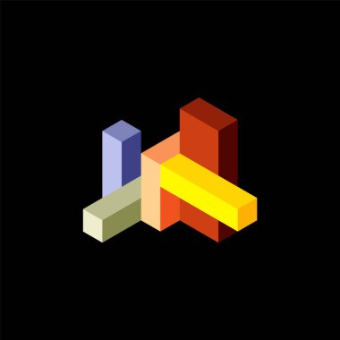 Soyut arkaplan. 3 boyutlu küp, küp elementler ve bloklar. Duvar kağıdı, afiş, arkaplan, iniş sayfası için tekno veya iş konsepti