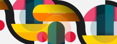 Yuvarlak geometrik şekiller çizgiler ve daireler. Duvar kağıdı afişi ya da iniş sayfası için vektör şablonu