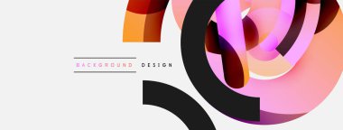 Yuvarlak şekiller daireler ve diğer geometrik şekiller. Duvar kağıdı afişi arkaplan kartı veya iniş sayfası için vektör illüstrasyonu