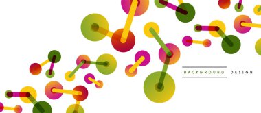 Çizgi noktaları geometrik soyut arkaplan bağlantıları. Çizgilerle birbirine bağlı çemberler. Duvar kağıdı, afiş, arkaplan veya iniş için moda tekno iş şablonu