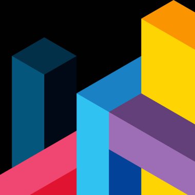 Soyut arkaplan. 3 boyutlu küp, küp elementler ve bloklar. Duvar kağıdı, afiş, arkaplan, iniş sayfası için tekno veya iş konsepti