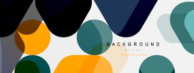 Beyaz üzerine renkli baloncuklar ve yuvarlak geometrik şekiller. Duvar kağıdı, pankart, arkaplan, iniş sayfası için vektör geometrik asgari özet arkaplan