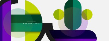 Geometrik şekiller bileşim soyut arkaplan. Çember çizgileri ve dikdörtgenler. Duvar kağıdı afişi veya iniş sayfası için vektör illüstrasyonu