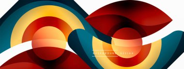 Yaratıcı geometrik duvar kağıdı. Asgari soyut arkaplan. Duvar kağıdı arkaplanı veya iniş sayfası için daire dalga ve yuvarlak şekiller kompozisyon vektör çizimi