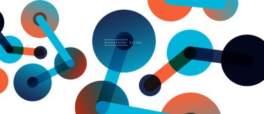 Çizgi noktaları geometrik soyut arkaplan bağlantıları. Çizgilerle birbirine bağlı çemberler. Duvar kağıdı, afiş, arkaplan veya iniş için moda tekno iş şablonu